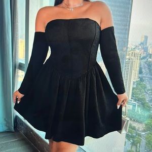Shein Off Shoulder Flare Hem Dress